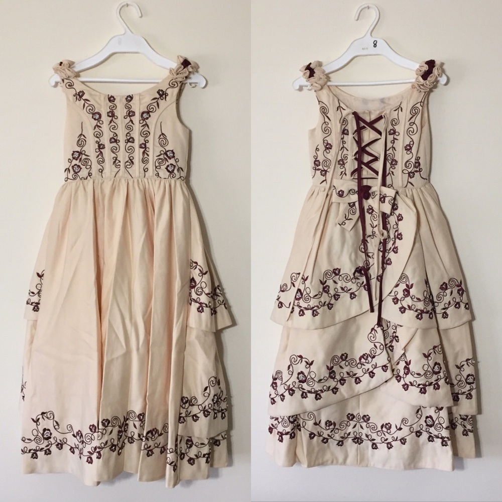 New Girls Cream/Maroon Dress